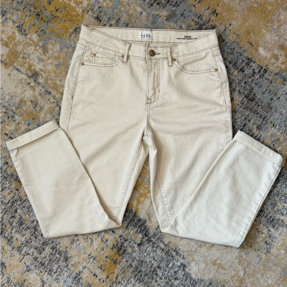 Nicole Miller Cream Cropped Skinny Jeans, Size 4